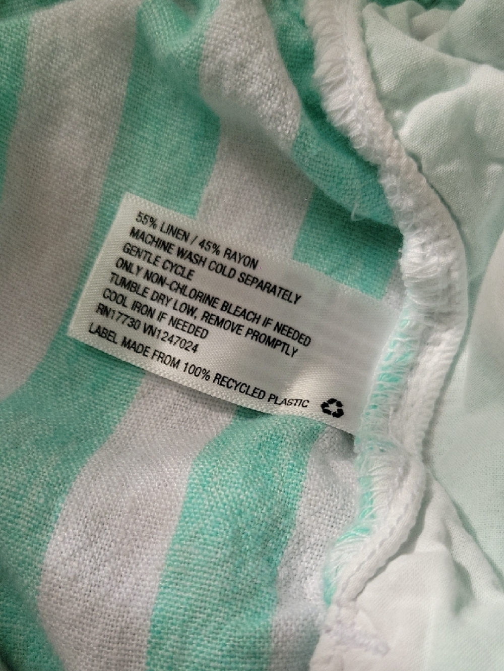 Stoney Clover Lane Mint and White Striped Tie-Waist High-Rise Shorts - Picture 3 of 3
